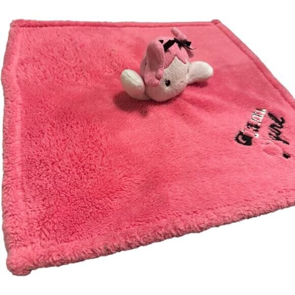 Baby Gear Glam Girl Security Pink Plush Lovey Blanket With Bow Embroidery - Picture 4 of 9